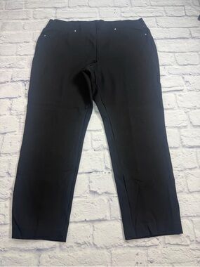 Rafaella Black Straight-Leg Dress Pants. Pull On. Stretch. Size 16P.